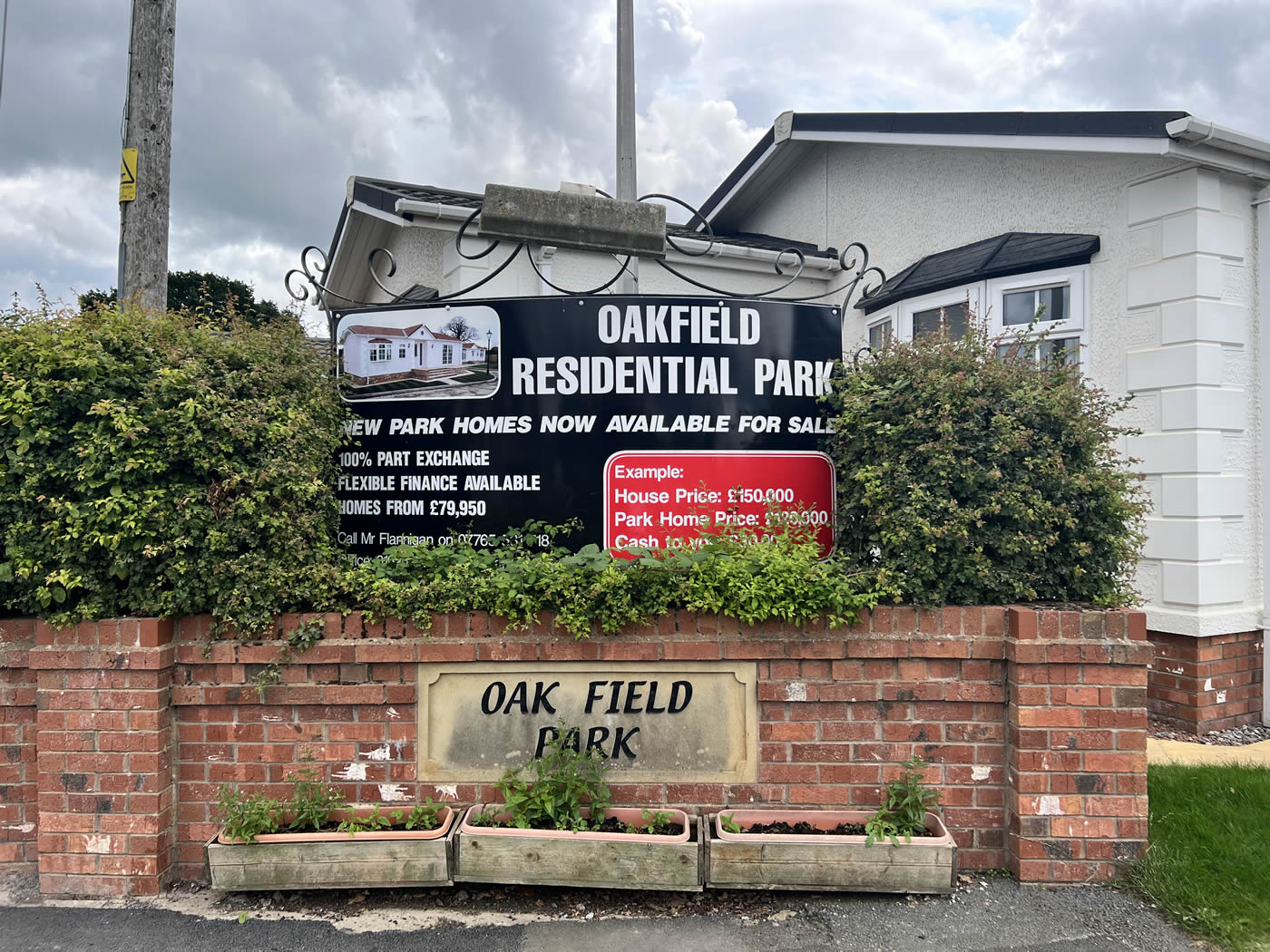 Oakfield Residential Park Wrexham Wales Sign